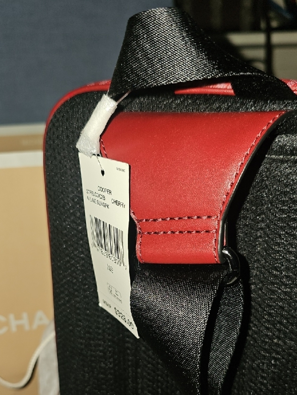 Michael Kors Men’s Red MK Signature Belt Bag - Picture 7 of 16